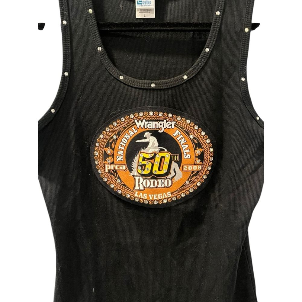 Vintage 2008 Wrangler National Finals PRCA Las Vegas Tank Top Size Large Bling